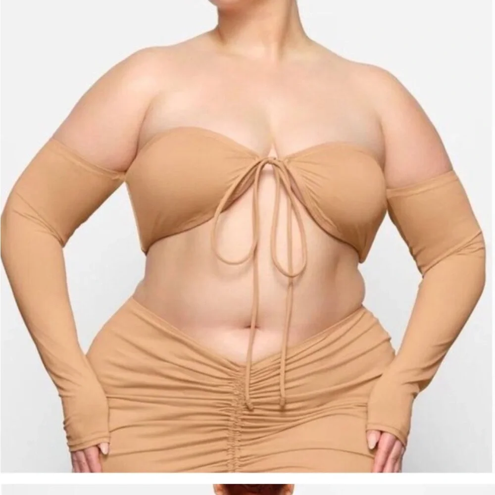 Skims‎ recycled swim ruched mini skirt NWT